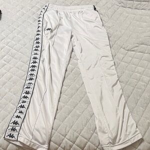 Kappa White Joggers with Black Logo Tape